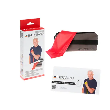 Thera-Band inkl. Tasche und Anleitung, 2,50 m x 12,8 cm, mittel, rot