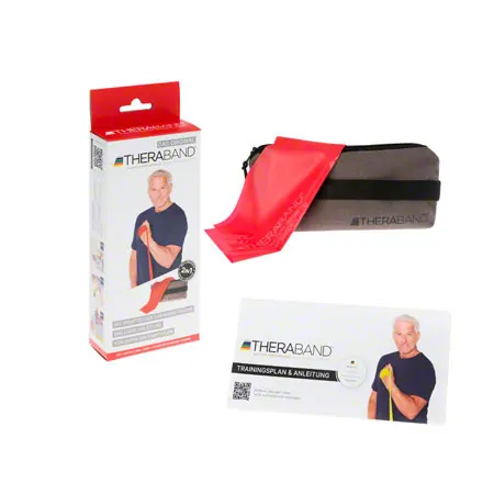 Thera-Band Fascia Elastica Per Riabilitazione E Allenamento, 2,5m X 12,8cm, Resistenza Media, Colore Rosso – Con Custodia