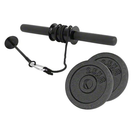 Unterarmtrainer inkl. 2 Hantelscheiben aus Gusseisen, je 2,5 kg