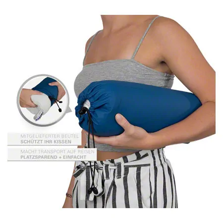 Viscoline-Reisekopfkissen, Anatomische Form inkl. Beutel, wei, LxBxH 34x33x13 cm