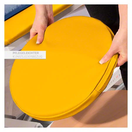 Sitzkissen mit Kunstlederbezug und rutschhemmender Unterseite, � 36 cm