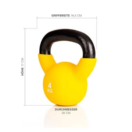 Kettlebell, 4 kg, gelb