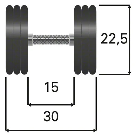 Kompakthantel aus Gummi, 25 kg, Stck