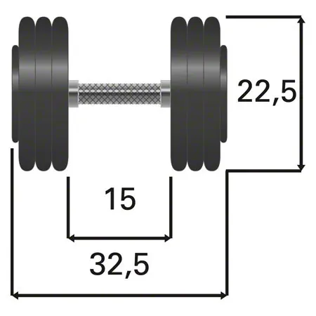 Kompakthantel aus Gummi, 27,5 kg, Stck