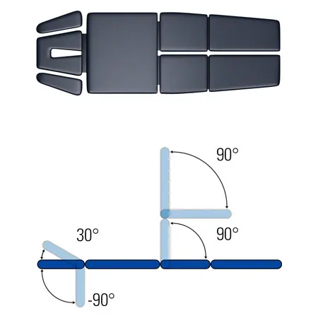 HWK Therapieliege Solid Lymph/Manu Akku mit 3-tlg. Kopfteil, LxBxH 195x65x46-89 cm