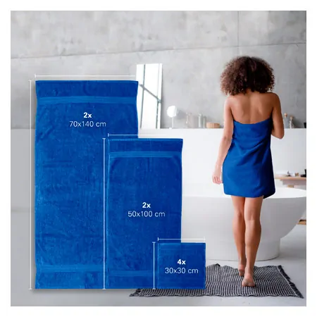 Handtuch Set 8-tlg., 4 Stck 30x30 cm, 2 Stck 140x70 cm und 2 Stck 100x50 cm