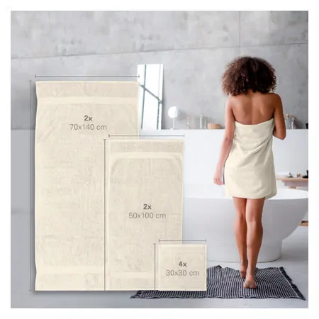 Handtuch Set 8-tlg., 4 Stck 30x30 cm, 2 Stck 140x70 cm und 2 Stck 100x50 cm