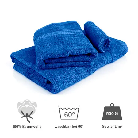 Handtuch Set 3-tlg., je 1 Stck 30x30 cm, 100x50 cm und 140x70 cm