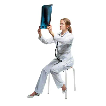 Gymnastikhocker Exklusiv mit Holzsitzflche,  35 cm, Gestellfarbe wei