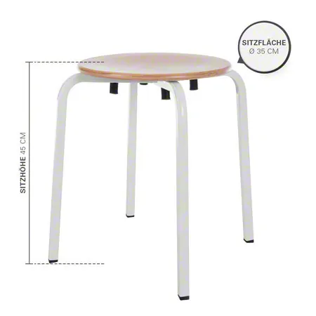 Gymnastikhocker Exklusiv mit Holzsitzflche,  35 cm, Gestellfarbe wei