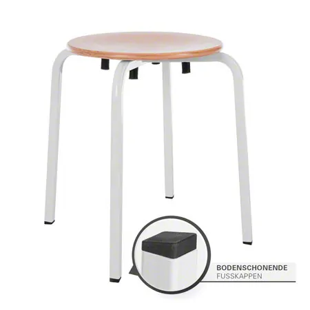 Gymnastikhocker Exklusiv mit Holzsitzflche,  35 cm, Gestellfarbe wei
