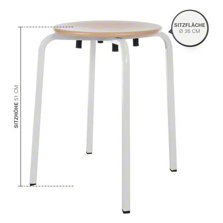 Gymnastikhocker Exklusiv mit Holzsitzflche,  35 cm, Gestellfarbe wei
