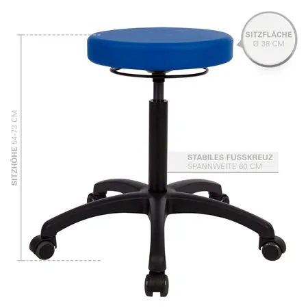 Drehhocker Standard mit Komfort-Polster und Rollen