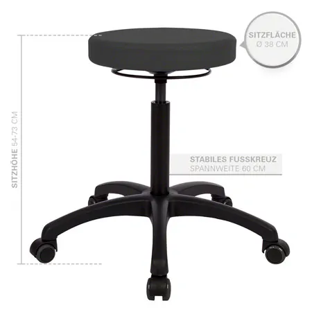 Drehhocker Standard mit Komfort-Polster und Rollen