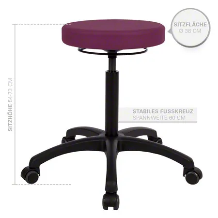 Drehhocker Standard mit Komfort-Polster und Rollen