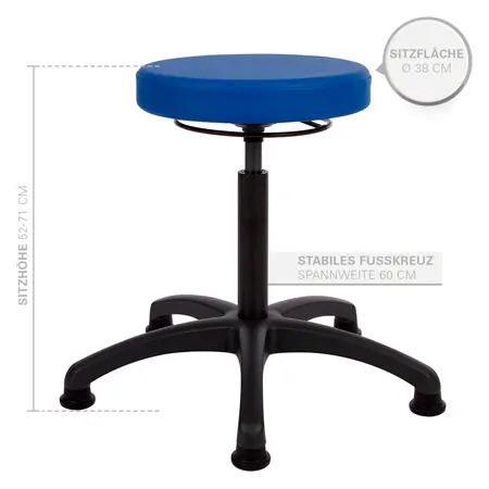 Drehhocker Standard mit Komfort-Polster und Gleitern