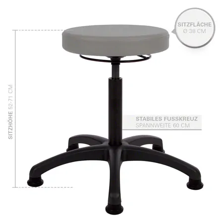 Drehhocker Standard mit Komfort-Polster und Gleitern