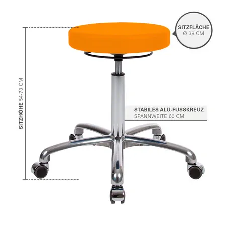 Drehhocker Exklusiv mit Komfort-Polster und Rollen
