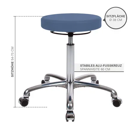 Drehhocker Exklusiv mit Komfort-Polster und Rollen