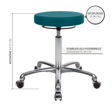 Drehhocker Exklusiv mit Komfort-Polster und Rollen