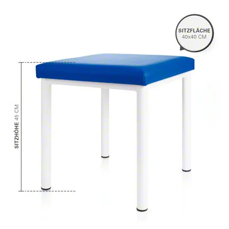 Hocker Exklusiv mit Polster, L x B 40 x 40 cm, Gestellfarbe wei