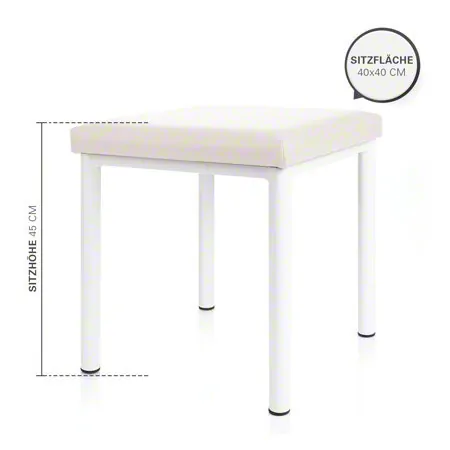Hocker Robusta mit Polster, L x B 40 x 40 cm, Gestellfarbe wei