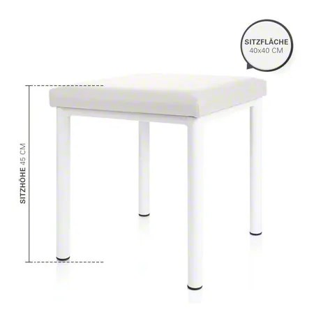 Hocker Robusta mit Polster, L x B 40 x 40 cm, Gestellfarbe wei
