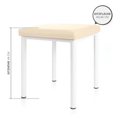 Hocker Robusta mit Polster, L x B 40 x 40 cm, Gestellfarbe wei