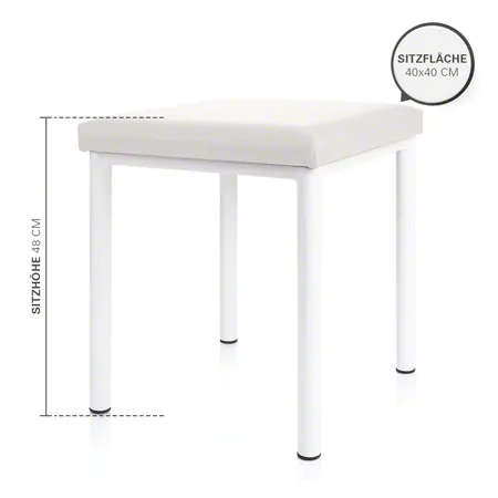 Hocker Robusta mit Polster, L x B 40 x 40 cm, Gestellfarbe wei