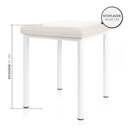 Hocker Robusta mit Polster, L x B 40 x 40 cm, Gestellfarbe wei