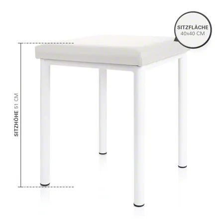 Hocker Robusta mit Polster, L x B 40 x 40 cm, Gestellfarbe wei