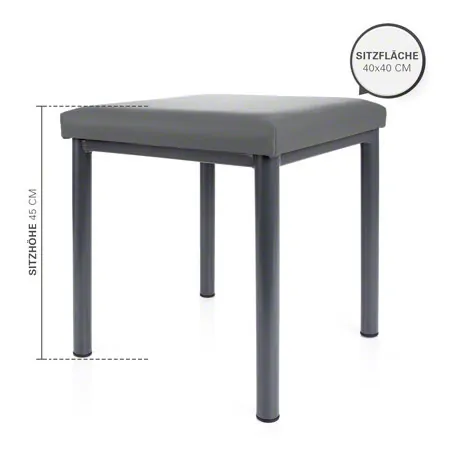 Hocker Robusta mit Polster, L x B 40 x 40 cm, Gestellfarbe anthrazit