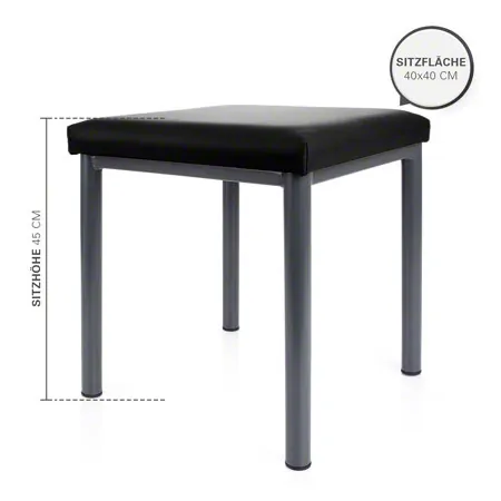 Hocker Robusta mit Polster, L x B 40 x 40 cm, Gestellfarbe anthrazit