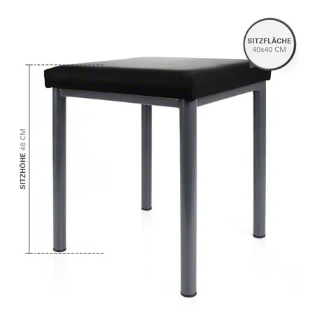 Hocker Robusta mit Polster, L x B 40 x 40 cm, Gestellfarbe anthrazit