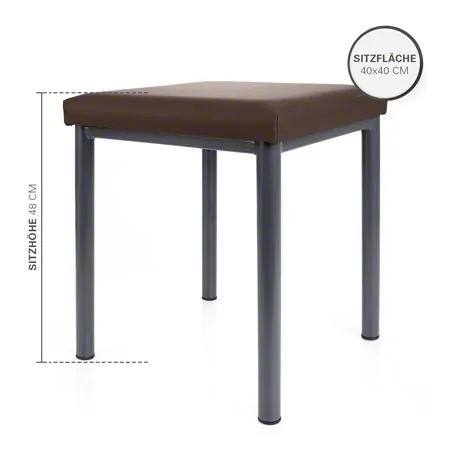Hocker Robusta mit Polster, L x B 40 x 40 cm, Gestellfarbe anthrazit
