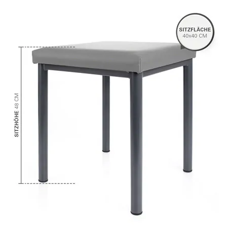 Hocker Exklusiv mit Polster, L x B 40 x 40 cm, Gestellfarbe anthrazit