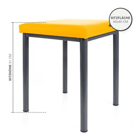 Hocker Robusta mit Polster, L x B 40 x 40 cm, Gestellfarbe anthrazit