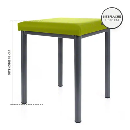 Hocker Robusta mit Polster, L x B 40 x 40 cm, Gestellfarbe anthrazit