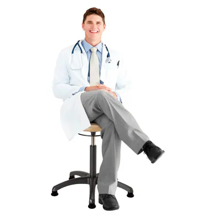 Drehhocker Standard mit Polster und Gleitern