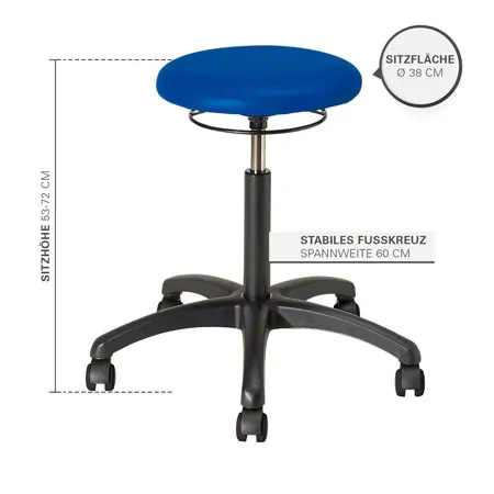 Drehhocker Standard mit Polster und Rollen