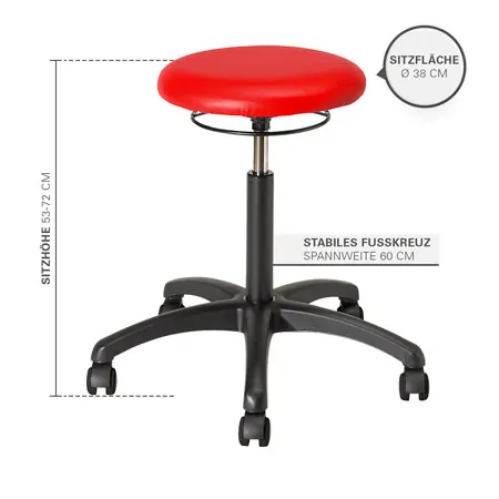 Drehhocker Standard mit Polster und Rollen