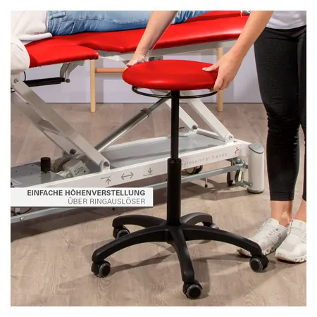 Drehhocker Standard mit Polster und Rollen