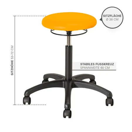 Drehhocker Standard mit Polster und Rollen