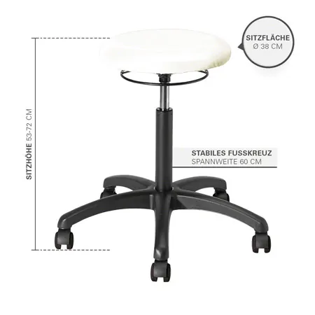 Drehhocker Standard mit Polster und Rollen