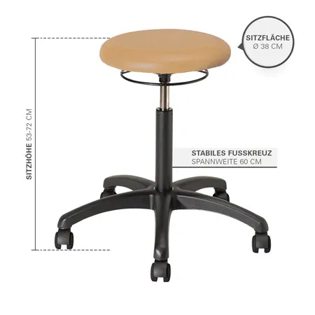 Drehhocker Standard mit Polster und Rollen