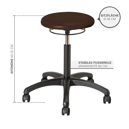 Drehhocker Standard mit Polster und Rollen