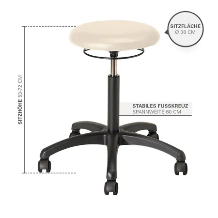 Drehhocker Standard mit Polster und Rollen