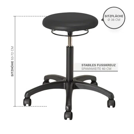 Drehhocker Standard mit Polster und Rollen