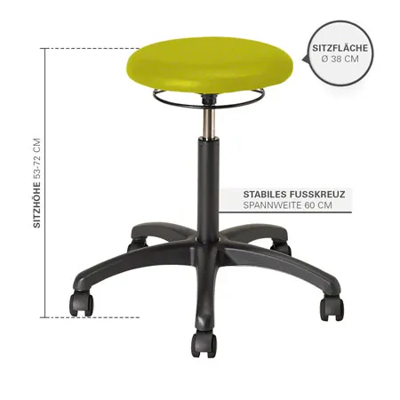 Drehhocker Standard mit Polster und Rollen