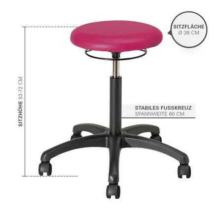Drehhocker Standard mit Polster und Rollen